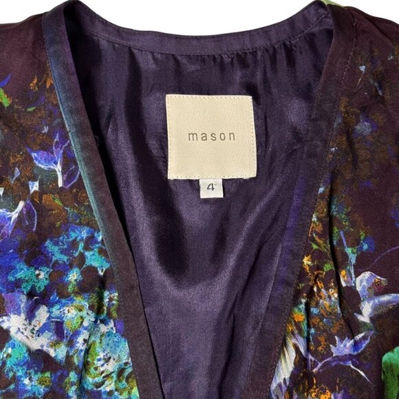 Mason by Michelle Mason Silk Floral Maxi Dress Sz.S Purple Button Front Event - Picture 12 of 14